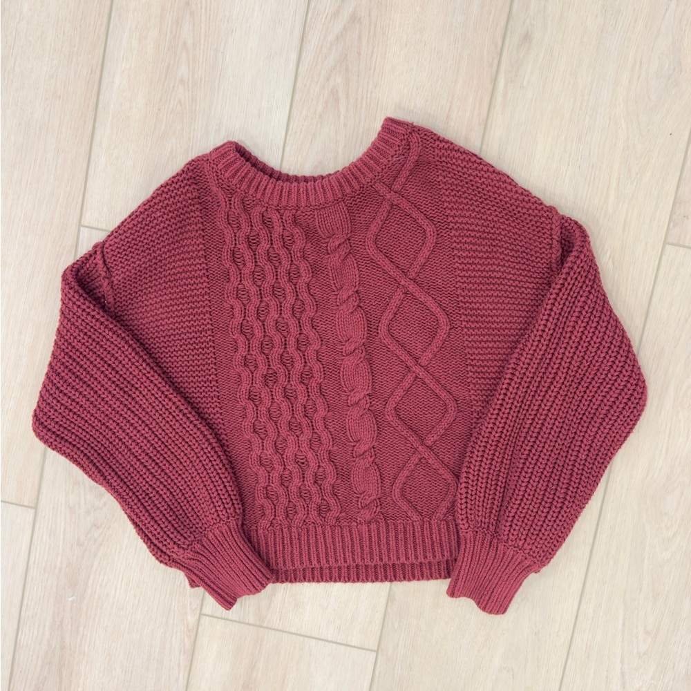 Free People Knit Sweater - Rich Burgundy
